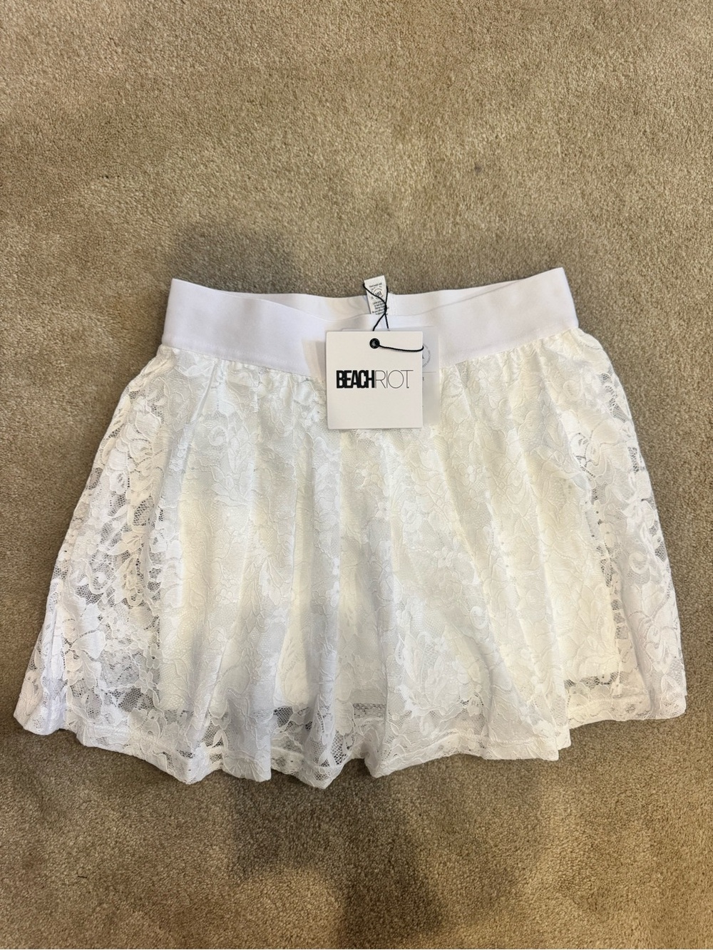 Beach Riot White Lace Skater Mini Skirt